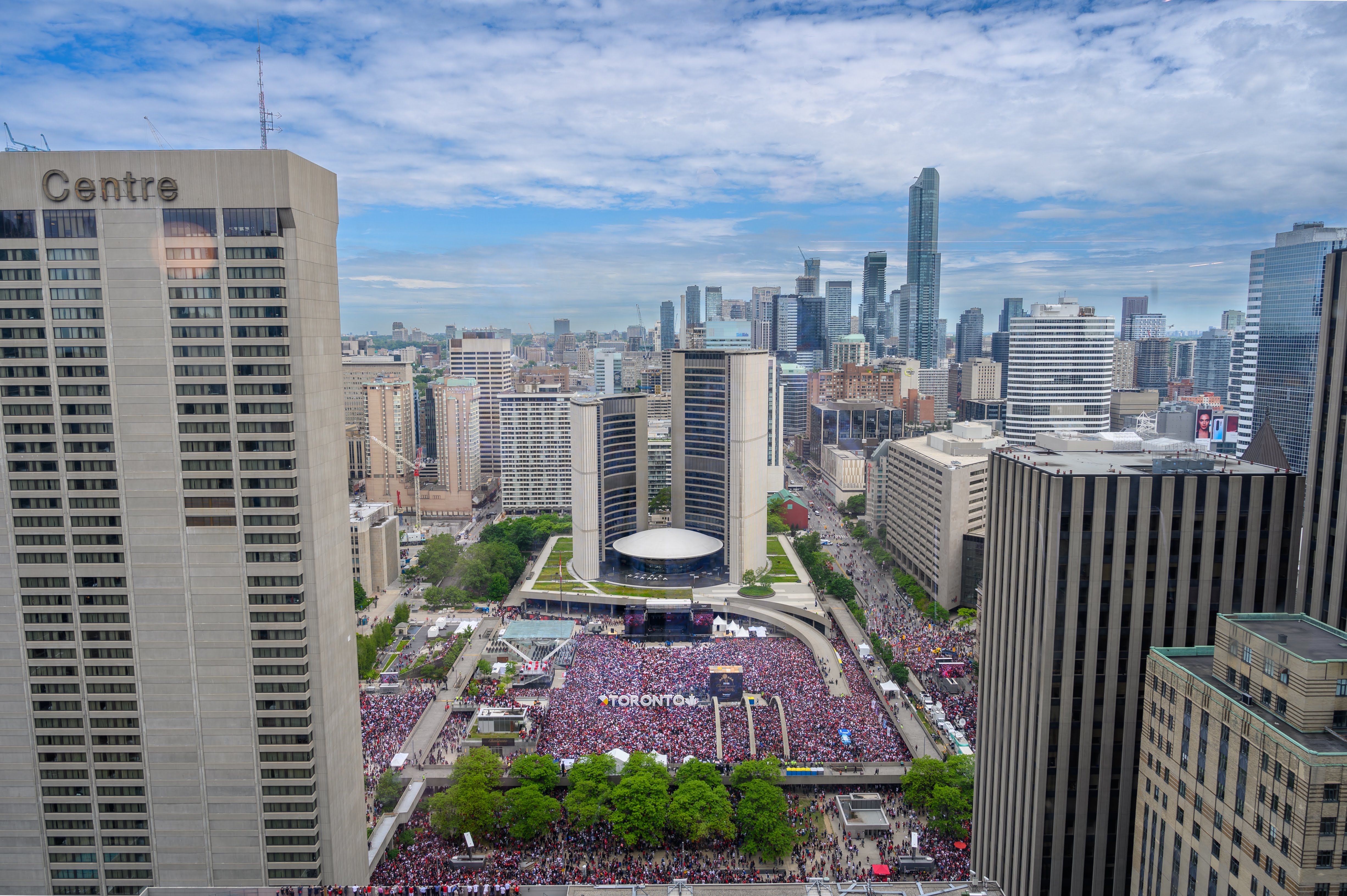 Toronto City Hall during Raptors Parade
